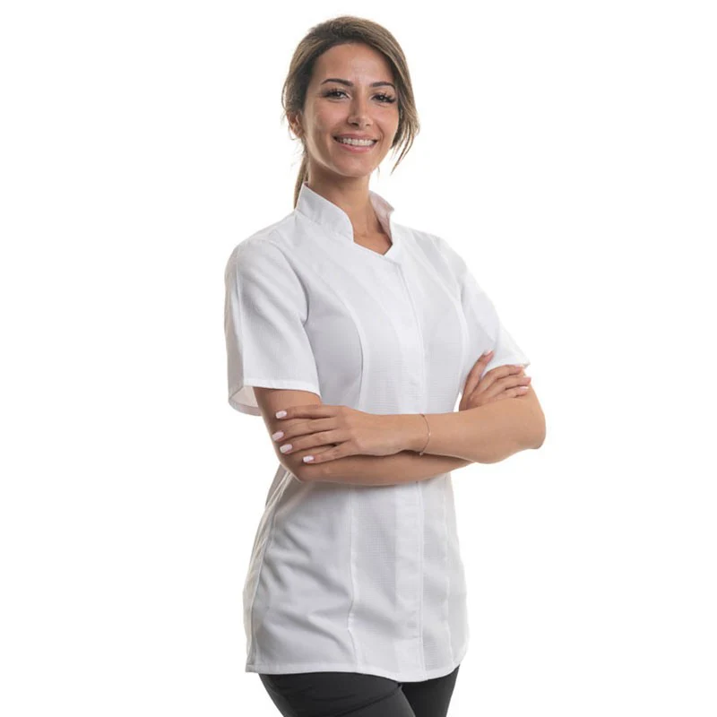 Veste de Cuisine Femme Manches Courtes ABELLA Blanc - ROBUR - Image 2