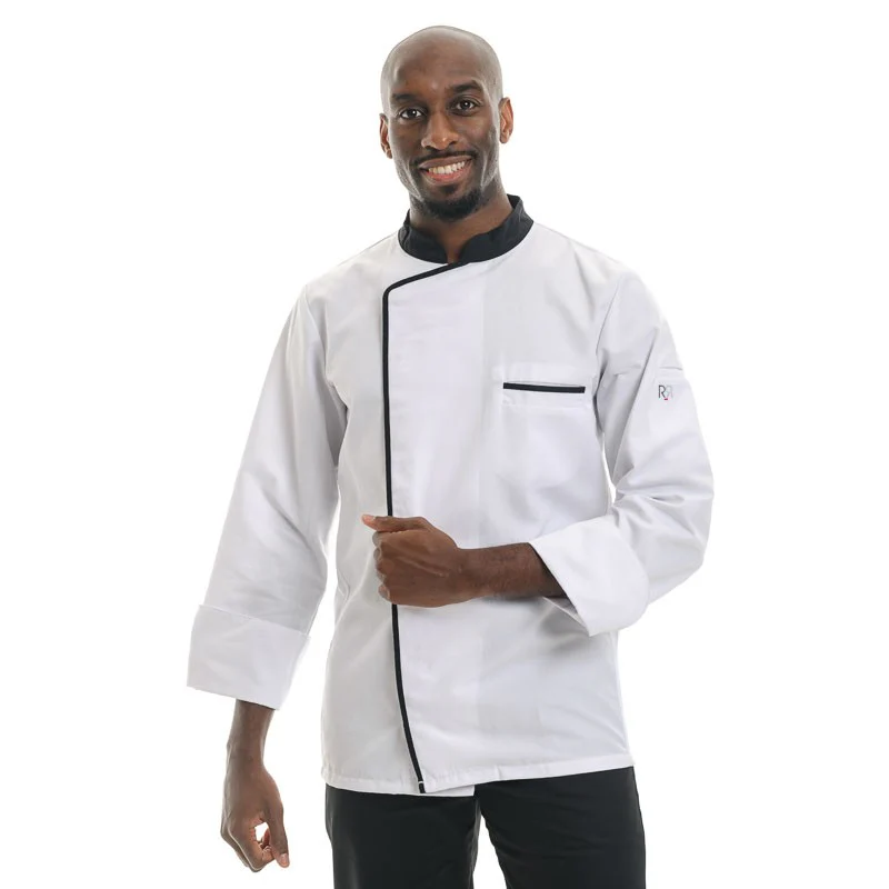 Veste de Cuisine Manches Longues Blanc et Noir Energy - ROBUR - Image 2