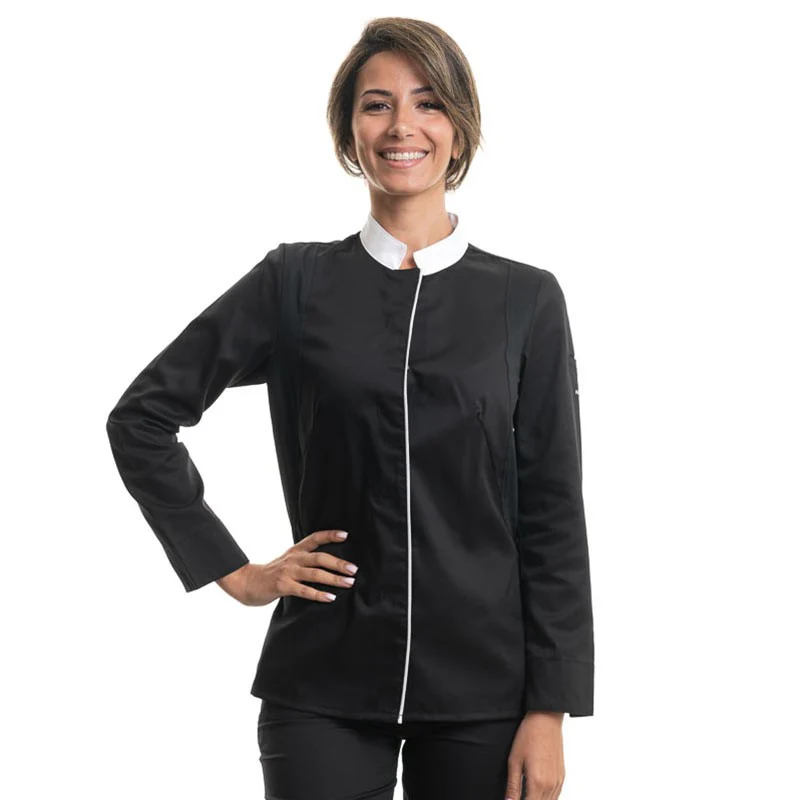 Veste de Cuisine Femme Manches Longues ELIZE Noir - ROBUR - Image 4