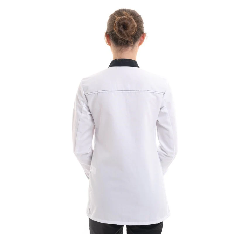Veste de Cuisine Manches Longues Femme Elbax Blanche et Noire - ROBUR - Image 3