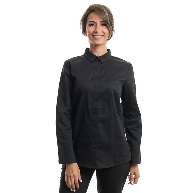 Veste de Cuisine Femme Manches Longues Noir Flores - ROBUR