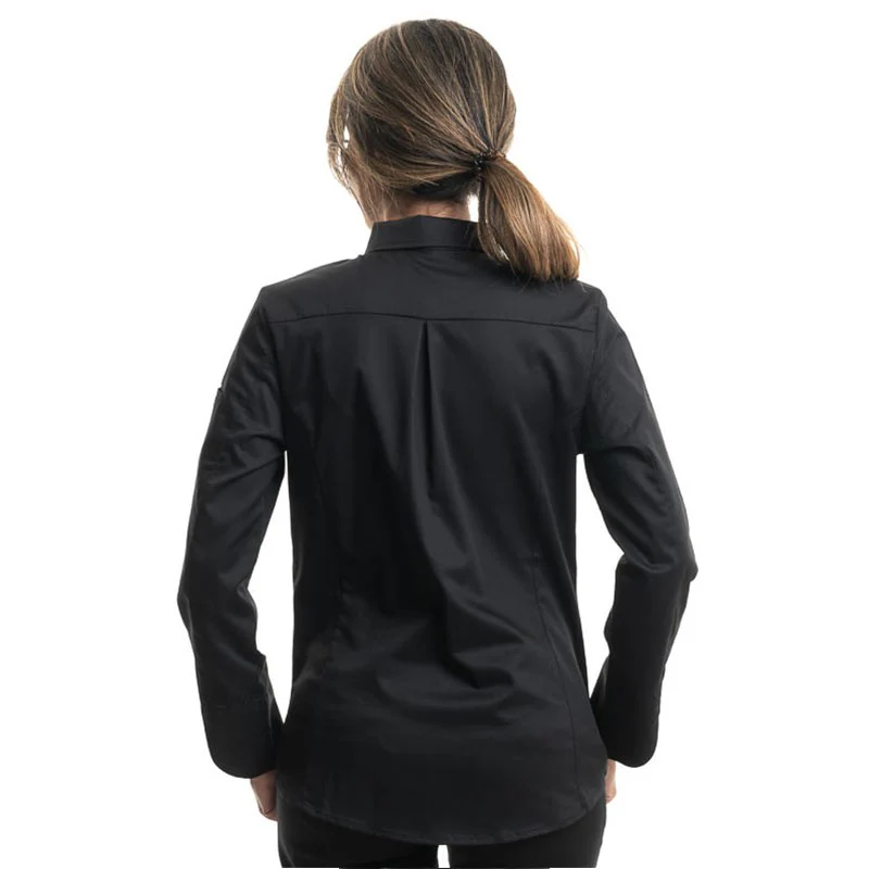 Veste de Cuisine Femme Manches Longues Noir Flores - ROBUR - Image 4