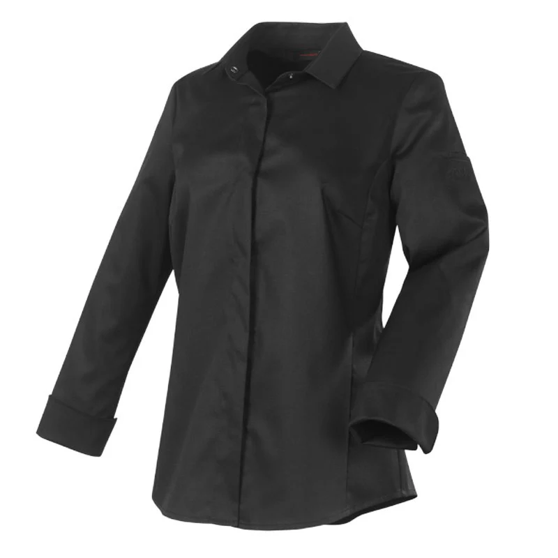 Veste de Cuisine Femme Manches Longues Noir Flores - ROBUR - Image 5