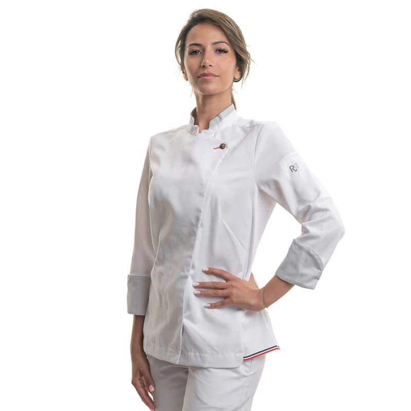 Veste de Cuisine Manches Longues LEONIE Blanc - ROBUR - Image 3