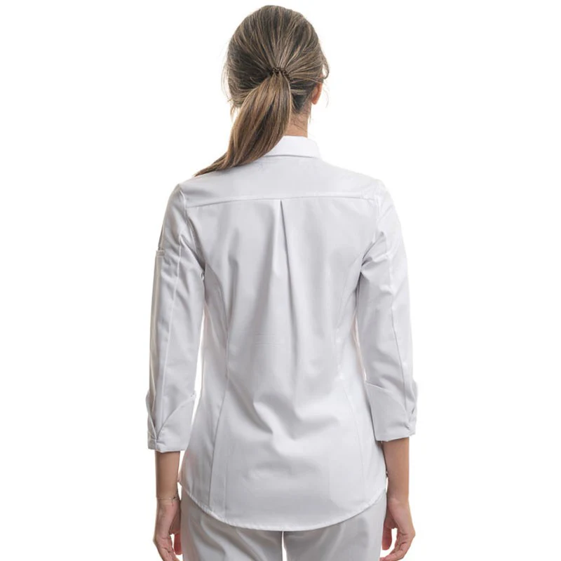 Veste de Cuisine Manches Longues LEONIE Blanc - ROBUR - Image 4