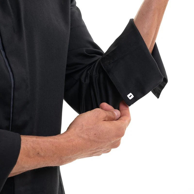 Veste de Cuisine Unisexe Col Chemise Temi Noire - ROBUR - Image 4
