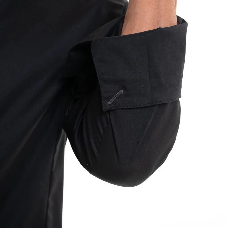 Veste de Cuisine Unisexe Col Chemise Temi Noire - ROBUR - Image 6