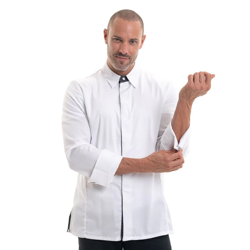 Veste de Cuisine Unisexe Col Chemise Temi Noire - ROBUR - Image 7