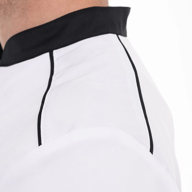Veste de Cuisine Homme Manches Courtes Respirante Néospirit Blanche Liseré Noir  - MOLINEL - Image 10