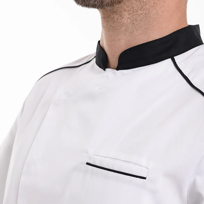Veste de Cuisine Homme Manches Courtes Respirante Néospirit Blanche Liseré Noir  - MOLINEL - Image 11