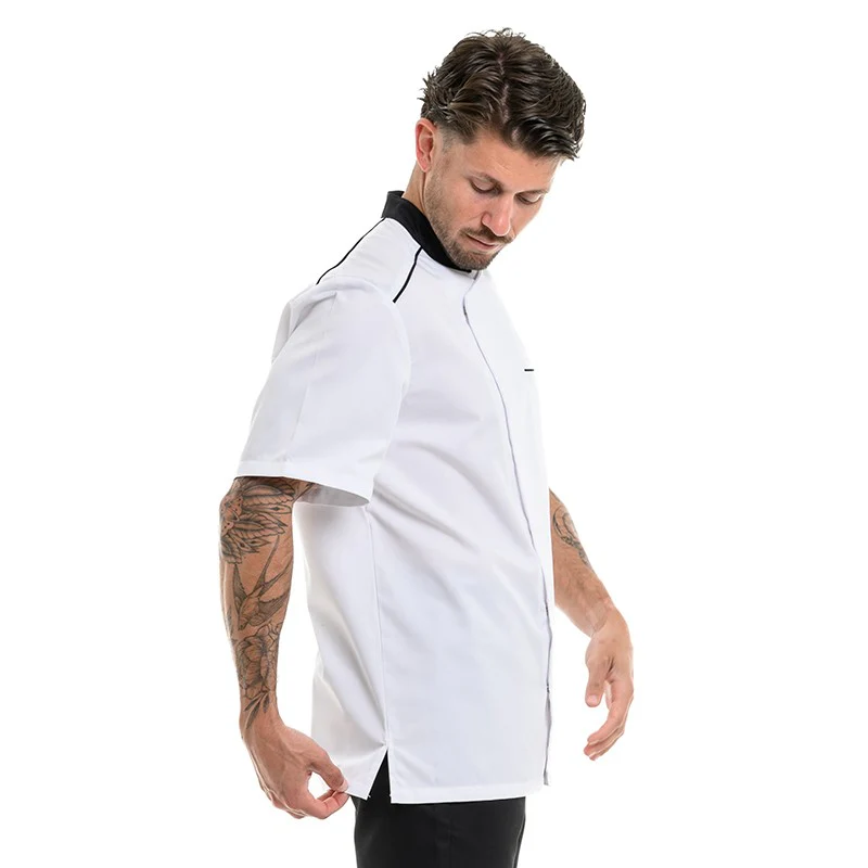 Veste de Cuisine Homme Manches Courtes Respirante Néospirit Blanche Liseré Noir  - MOLINEL - Image 14