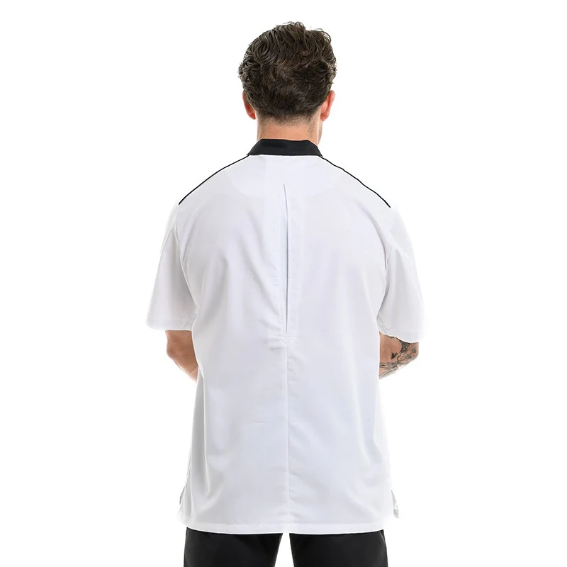 Veste de Cuisine Homme Manches Courtes Respirante Néospirit Blanche Liseré Noir  - MOLINEL - Image 4