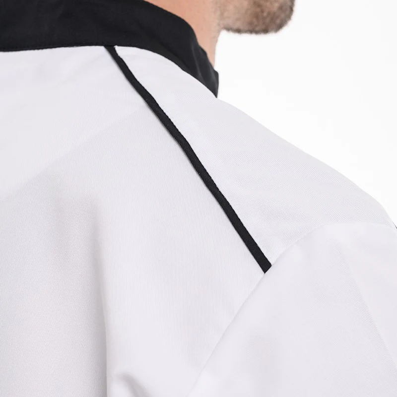 Veste de Cuisine Homme Manches Courtes Respirante Néospirit Blanche Liseré Noir  - MOLINEL - Image 6