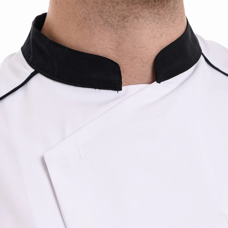 Veste de Cuisine Homme Manches Courtes Respirante Néospirit Blanche Liseré Noir  - MOLINEL - Image 7