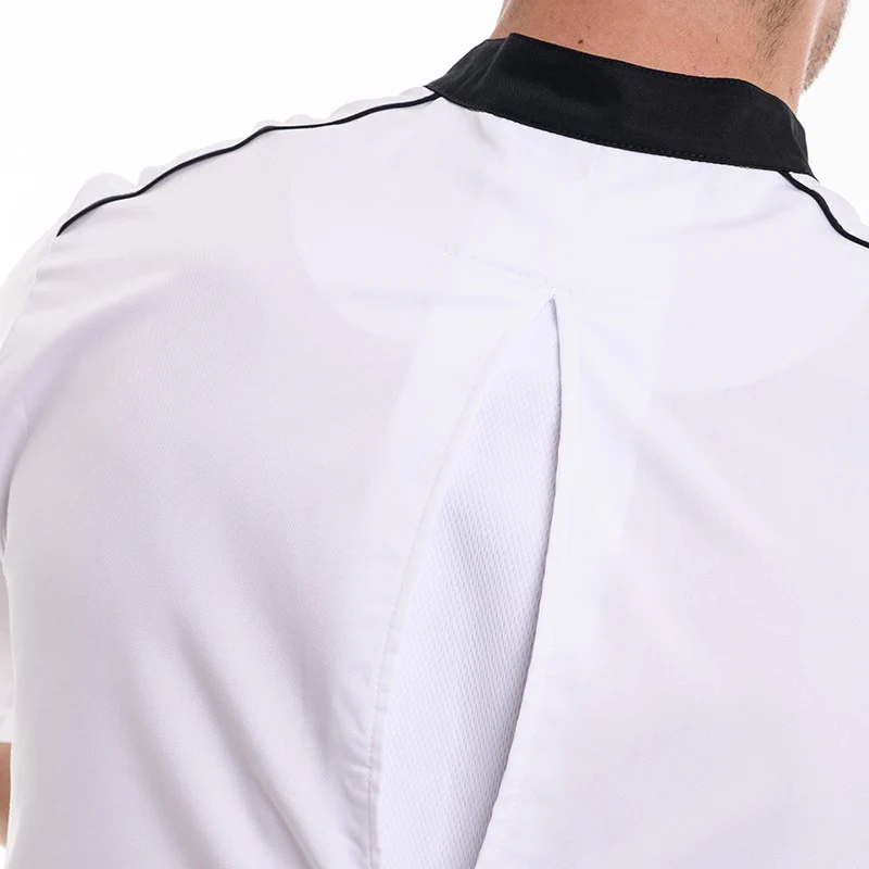 Veste de Cuisine Homme Manches Courtes Respirante Néospirit Blanche Liseré Noir  - MOLINEL - Image 8