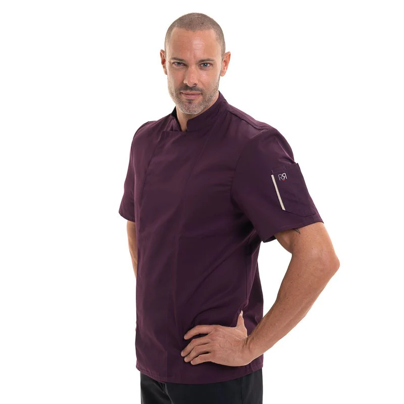 Veste de Cuisine Nero Prune Manches Courtes - ROBUR - Image 4