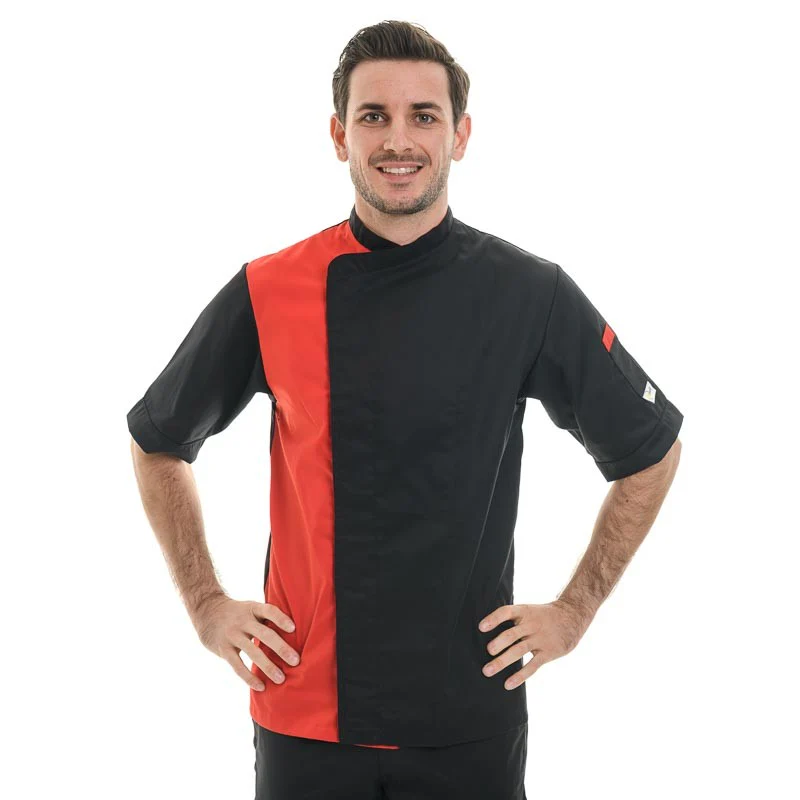 Veste de Cuisine Homme Dual Noir Rouge - MANELLI