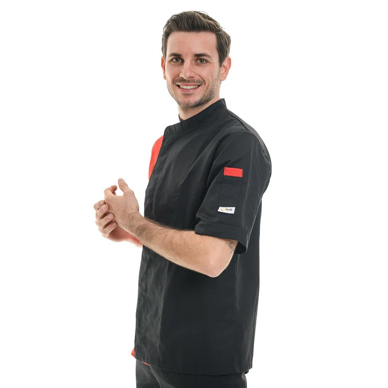 Veste de Cuisine Homme Dual Noir Rouge - MANELLI - Image 2