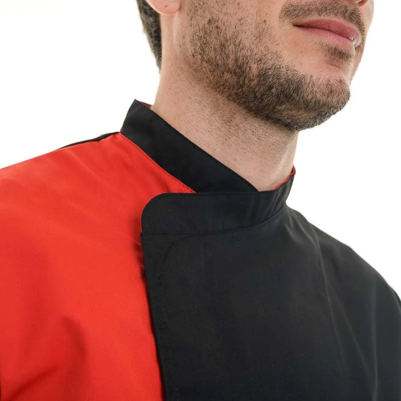 Veste de Cuisine Homme Dual Noir Rouge - MANELLI - Image 3