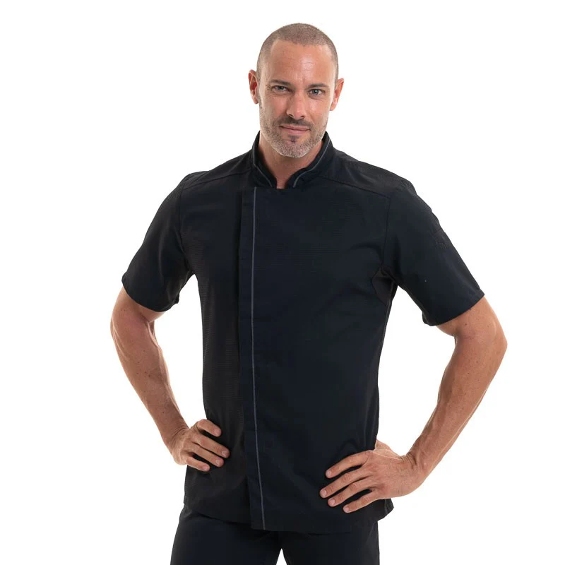 Veste de Cuisine Noire Aguila Respirante MC - ROBUR