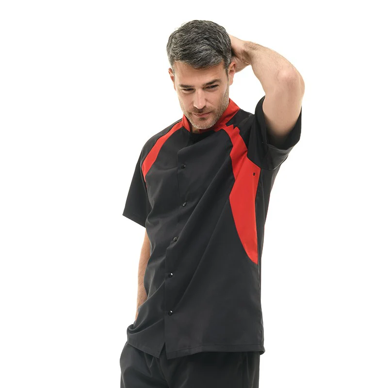 Veste de Cuisine Noire et Rouge Duo - MANELLI - Image 4