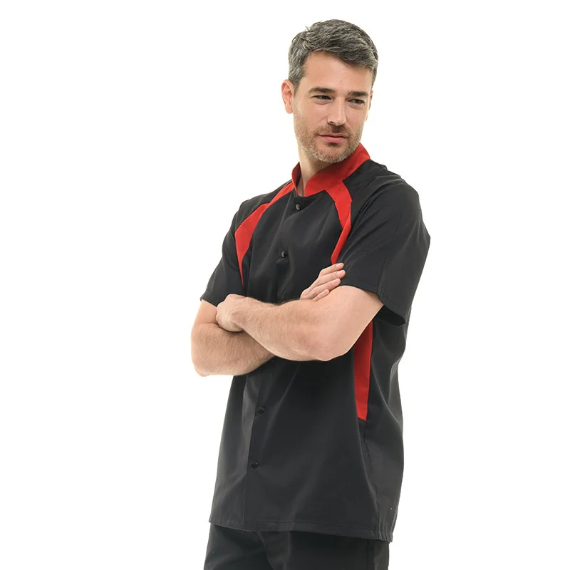 Veste de Cuisine Noire et Rouge Duo - MANELLI - Image 5
