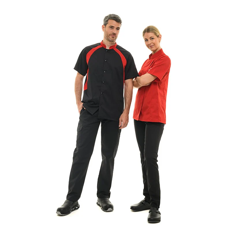 Veste de Cuisine Noire et Rouge Duo - MANELLI - Image 6