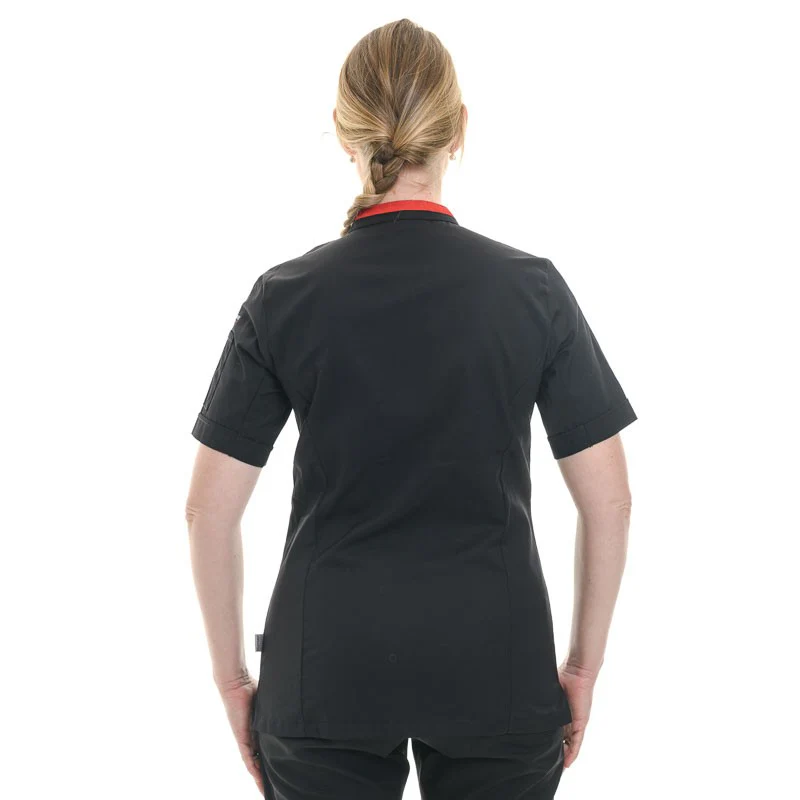 Veste de Cuisine Noire et Rouge Ginseng Femme - LAFONT CUISINE - Image 3