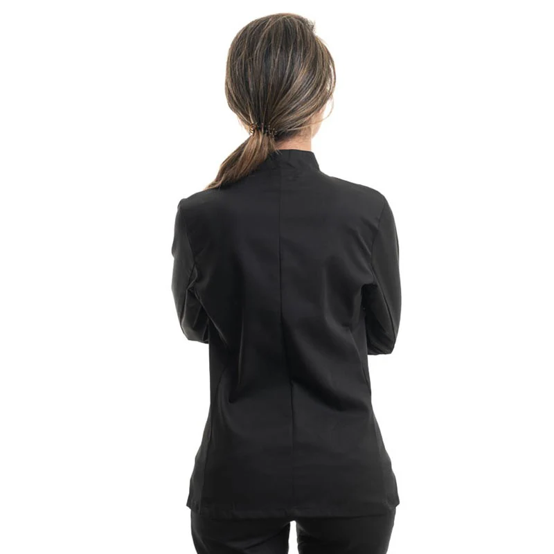 Veste de Cuisine Noire Femme Manches Longues - MANELLI - Image 4