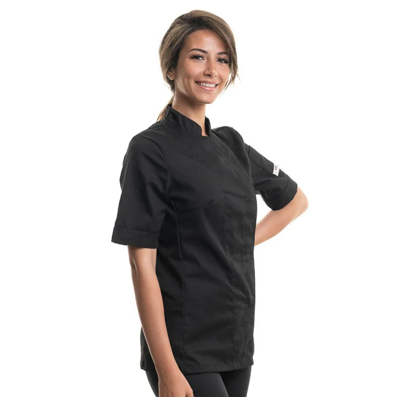 Veste de Cuisine Noire Femme Manches Longues - MANELLI - Image 5