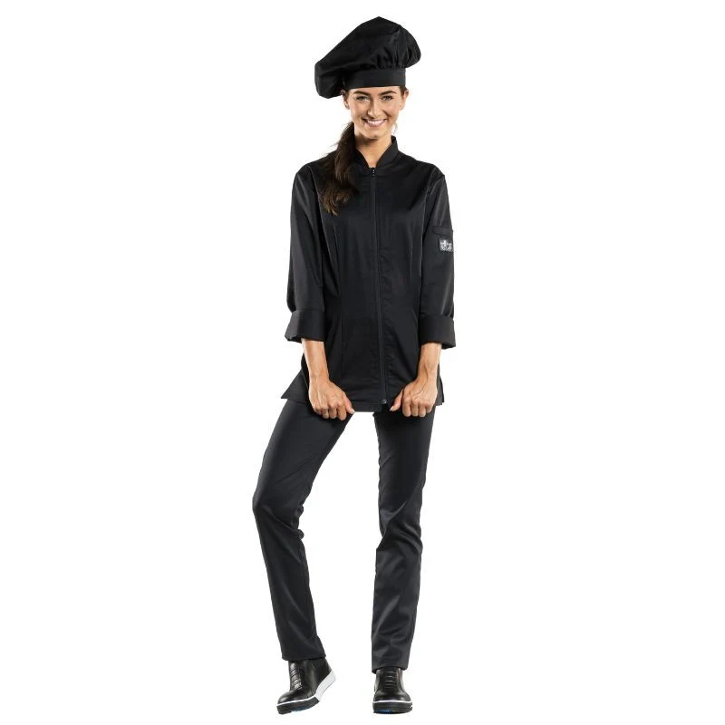 Veste de Cuisine Femme Manches Longues Noire Lady Monza - CHAUD DEVANT - Image 2