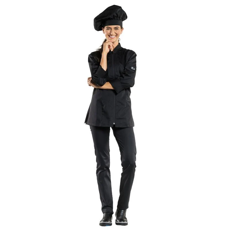 Veste de Cuisine Femme Manches Longues Noire Lady Monza - CHAUD DEVANT - Image 3