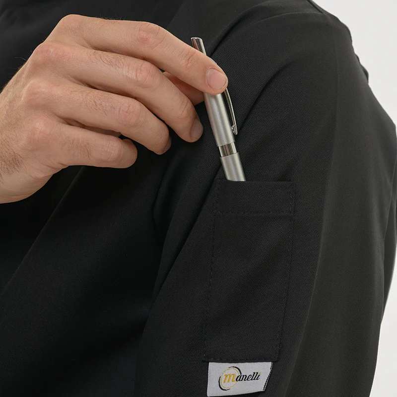Veste de Cuisine Noire Liseré Blanc ML - MANELLI - Image 10