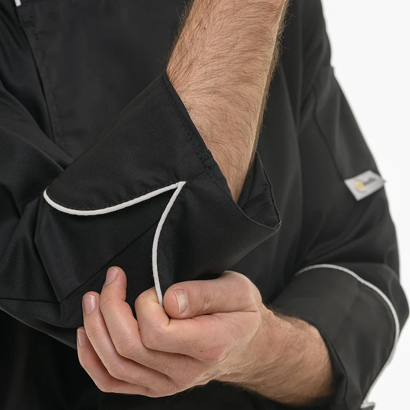 Veste de Cuisine Noire Liseré Blanc ML - MANELLI - Image 11