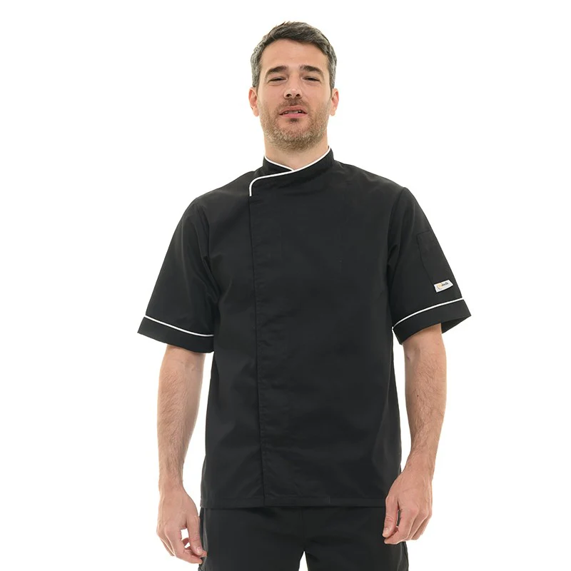 Veste de Cuisine Noire Liseré Blanc ML - MANELLI - Image 13