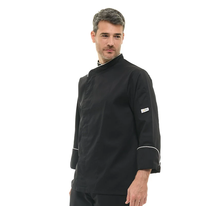Veste de Cuisine Noire Liseré Blanc ML - MANELLI - Image 2