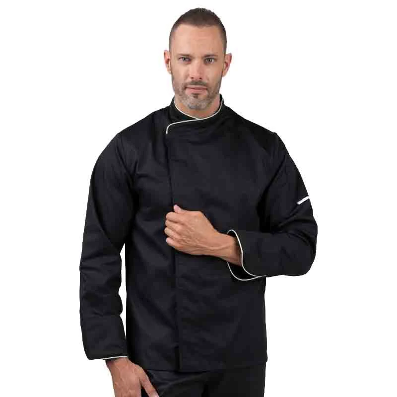 Veste de Cuisine Homme Silver Noir Liseré Argent - MANELLI