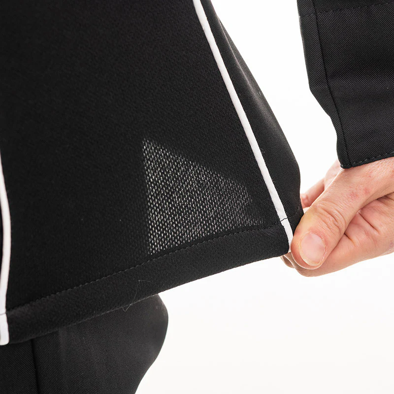Veste de Cuisine Femme Noire Liseré Blanc Aération Côté - MANELLI - Image 5