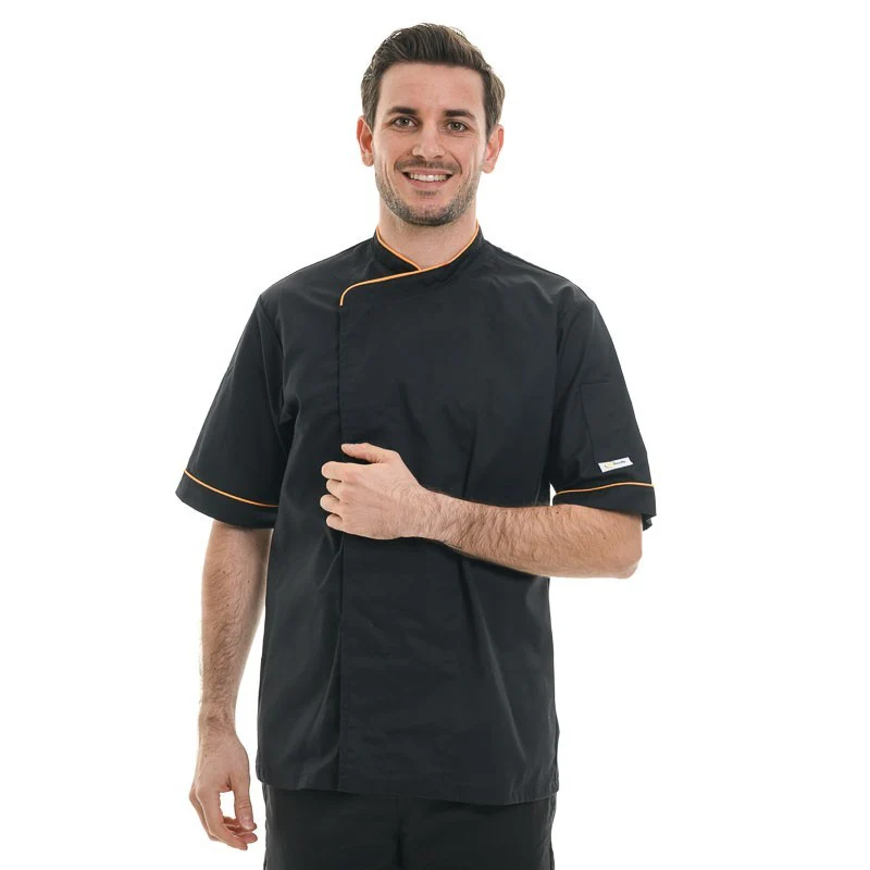 Veste de Cuisine Noire et Liseré Bordeaux - MANELLI - Image 7