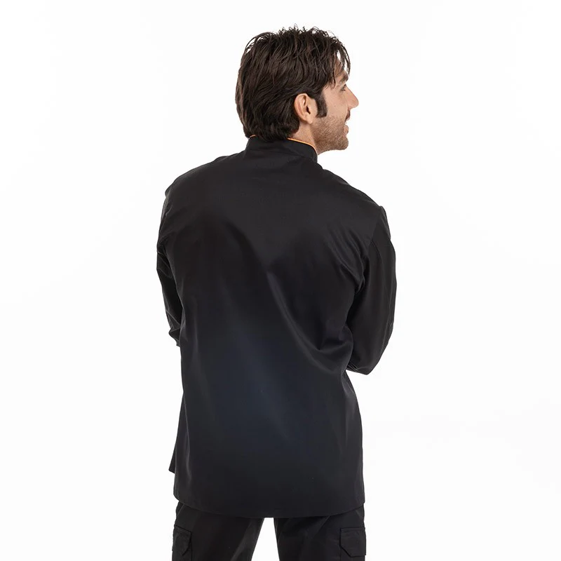 Veste de Cuisine Homme Noire Liseré Orange - MANELLI - Image 4