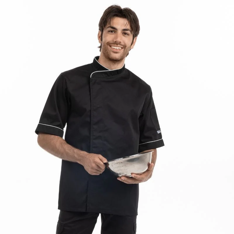 Veste de Cuisine Homme Noire Liseré Orange - MANELLI - Image 7