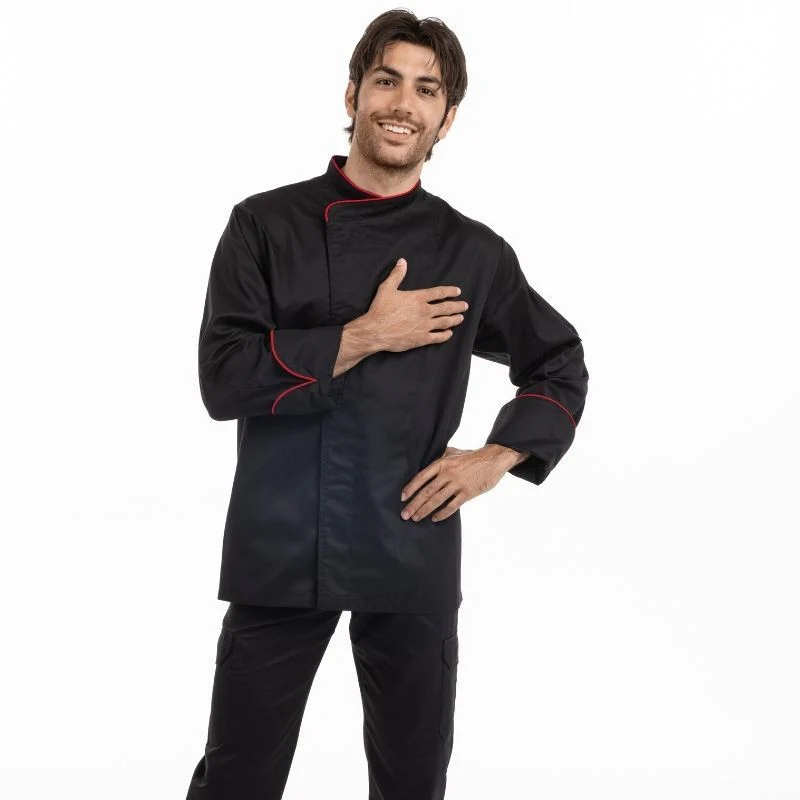 Veste de Cuisine Homme Noire Liseré Orange - MANELLI - Image 8