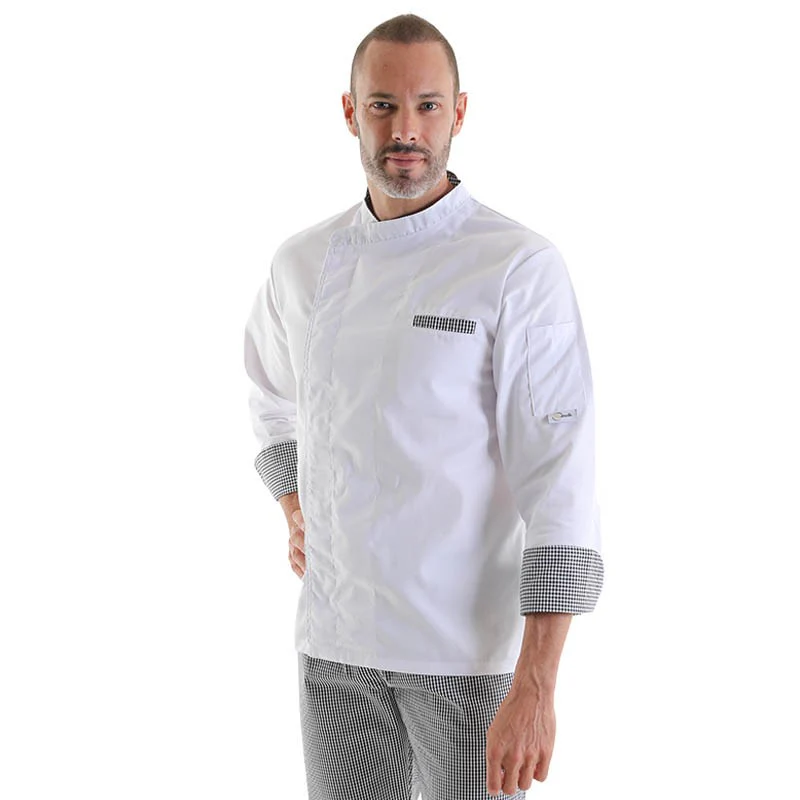 Veste de Cuisine Originale Motifs Carreaux Blanc - MANELLI