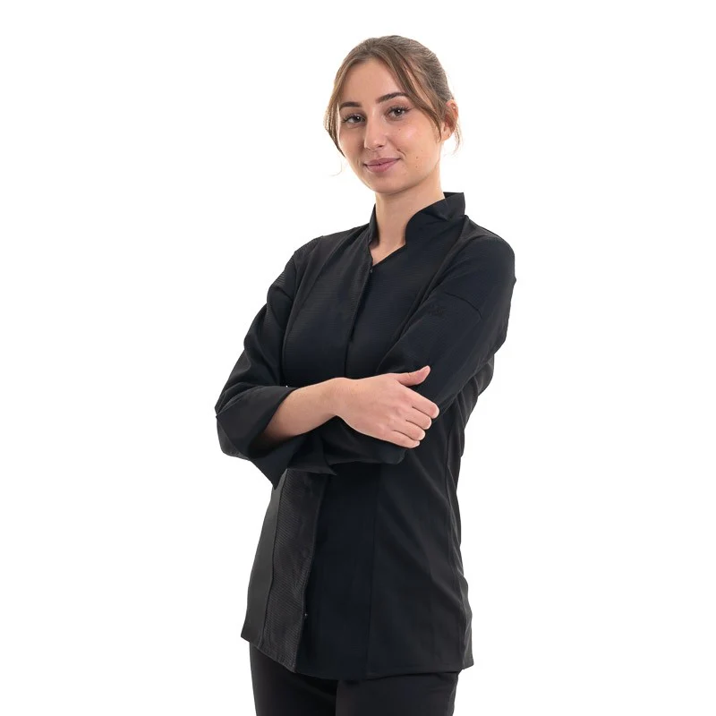 Veste de Cuisine Noire Manches Longues Femme ABELLA - ROBUR - Image 3