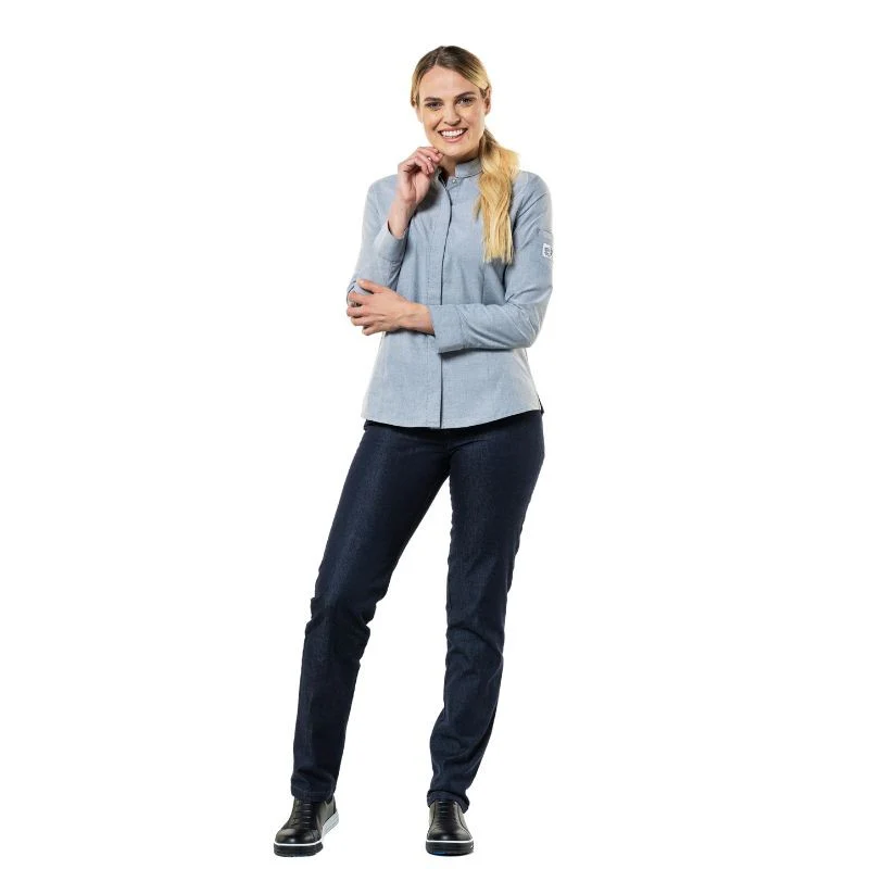 Veste de Cuisine Femme Manches Longues Nordique Grise - CHAUD DEVANT - Image 3