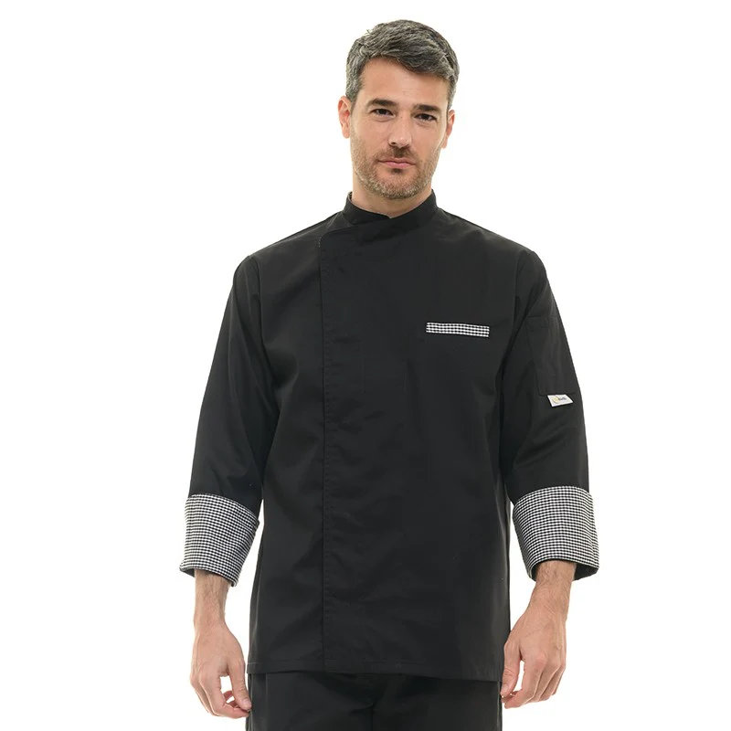 Veste de Cuisine Originale Motifs Carreaux Noir - MANELLI