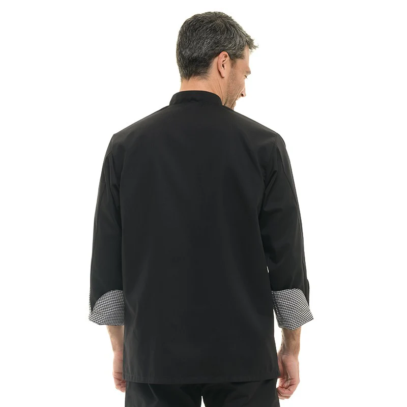 Veste de Cuisine Originale Motifs Carreaux Noir - MANELLI - Image 3