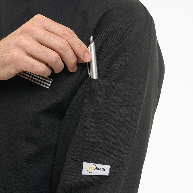 Veste de Cuisine Originale Motifs Carreaux Noir - MANELLI - Image 4