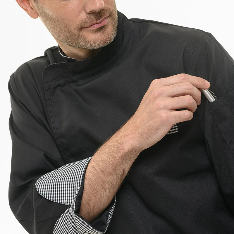 Veste de Cuisine Originale Motifs Carreaux Noir - MANELLI - Image 5