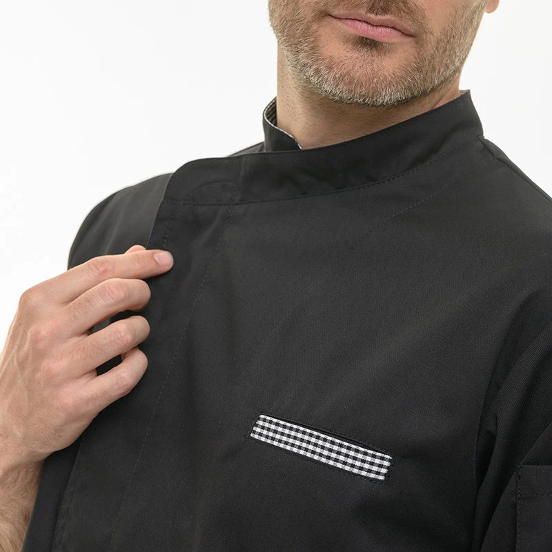 Veste de Cuisine Originale Motifs Carreaux Noir - MANELLI - Image 8